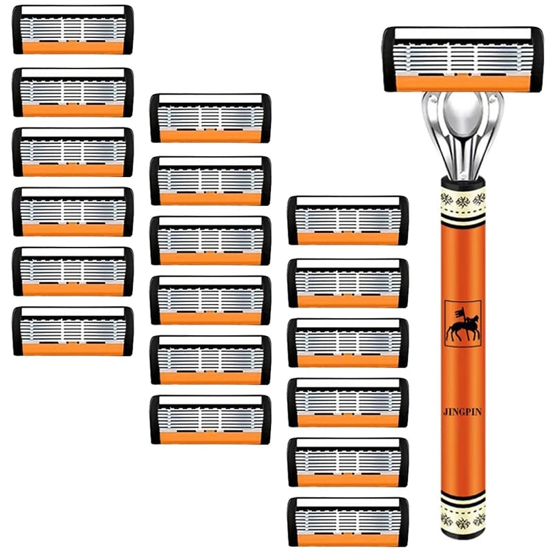 6-Layer Stainless Steel Safety Razor Set - Sharp Changeable Blade