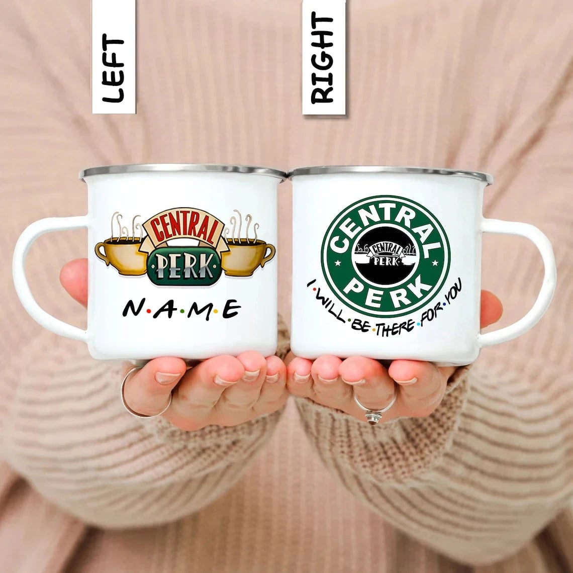 Personalised 11oz Enamel Central Perk Friends TV Show Coffee Mug