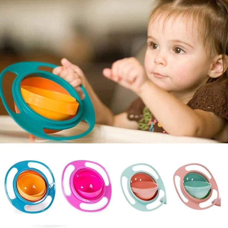 360° Gyro Bowl Spill-Proof Baby Feeding Dish Rotary Balance Training
