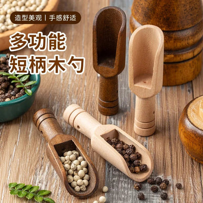 Mini Wooden Salt Spoon Scoop - Retro Seasoning Spice Coffee Bean