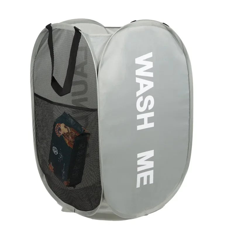 Mesh Pop Up Laundry Hamper - Collapsible Portable Basket Dorm