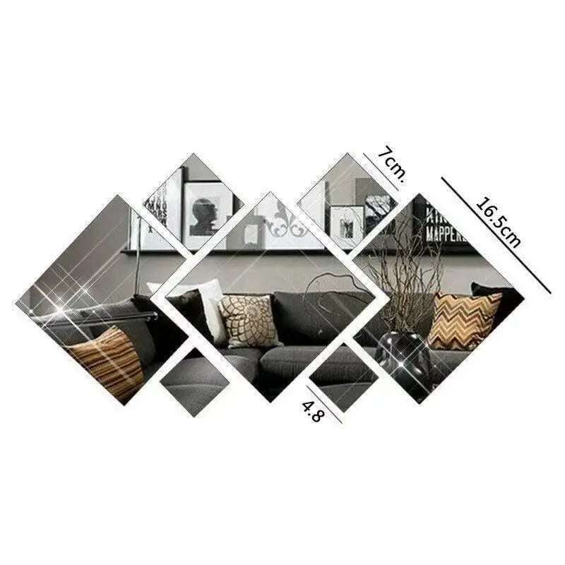 3D Acrylic Mirror Wall Sticker - DIY Removable Home Decor Bedroom