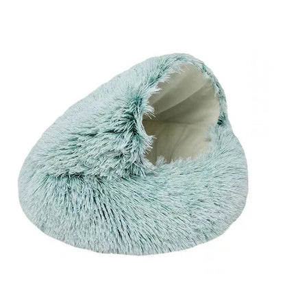 Round Plush Pet Cave Bed - Warm Sleeping Nest for Cats & Dogs
