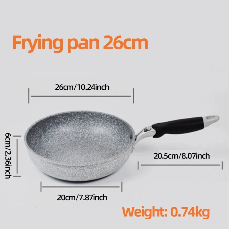 Non-Stick Stone Coating Frying Pan Set 20-28cm Induction Gas Compatible