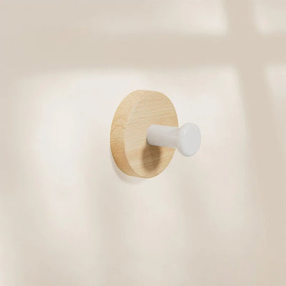Self-Adhesive Natural Wood Wall Hooks - Modern Coat Hat Key Hanger