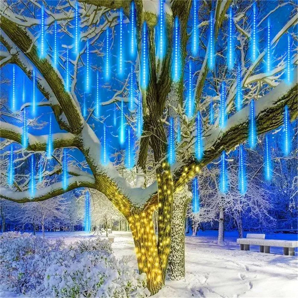 Battery Powered Meteor Shower Christmas Lights - 8 Tubes 192 LED