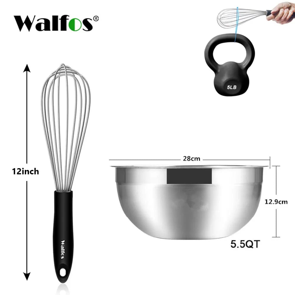 WALFOS Stainless Steel Manual Wire Egg Beater Kitchen Baking Tool