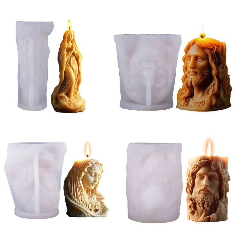 Jesus Statue Silicone Candle Mold Virgin Mary Resin Soap Craft