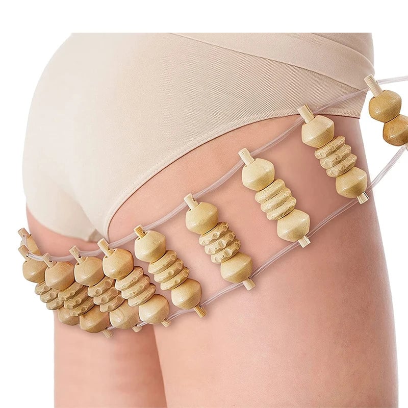 Wooden Therapy Massage Roller Rope Body Shaping Pain Relief Tool