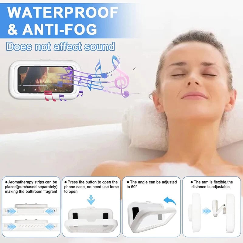 Waterproof Rotating Phone Mount - Adjustable Bathroom Shower Holder