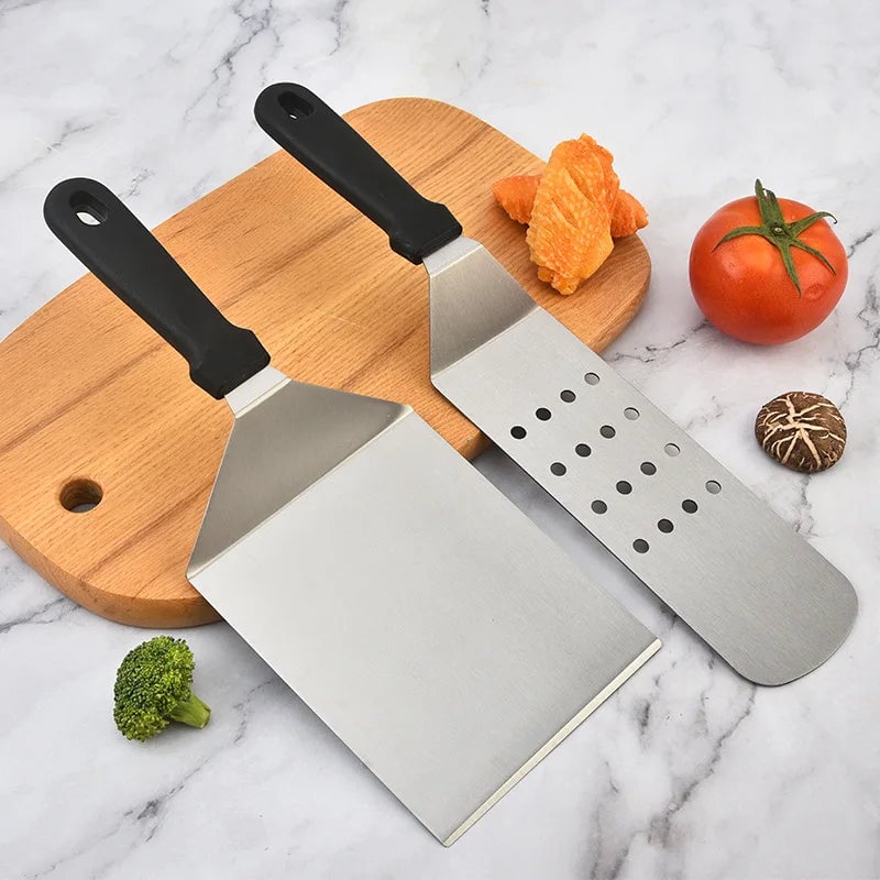 Stainless Steel Kitchen Scraper Spatula for BBQ Burgers & Cooking
