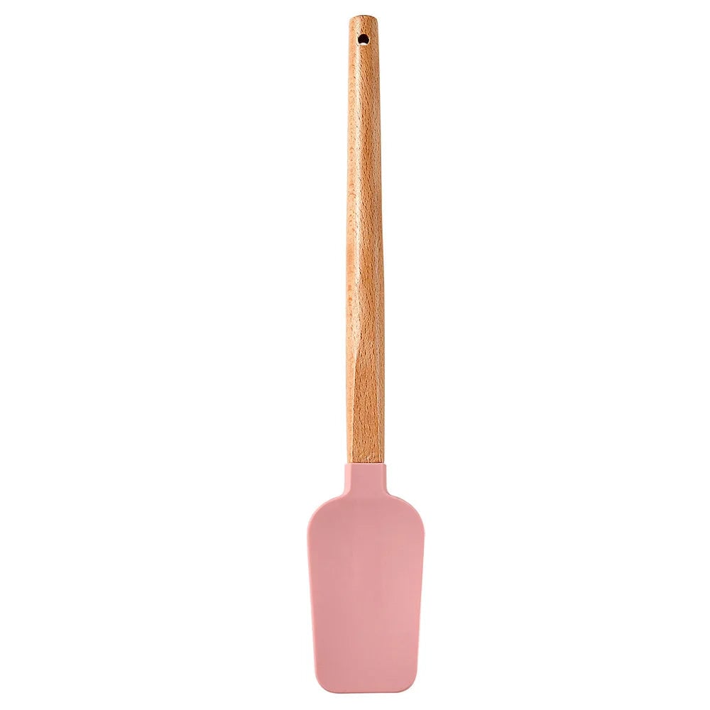 Silicone Cake Scraper Set with Wooden Handle - Baking Spatula Kit