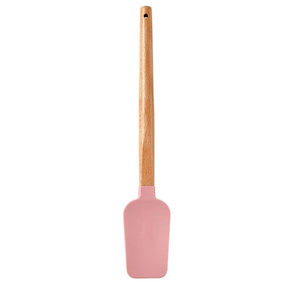 Silicone Cake Scraper Set with Wooden Handle - Baking Spatula Kit