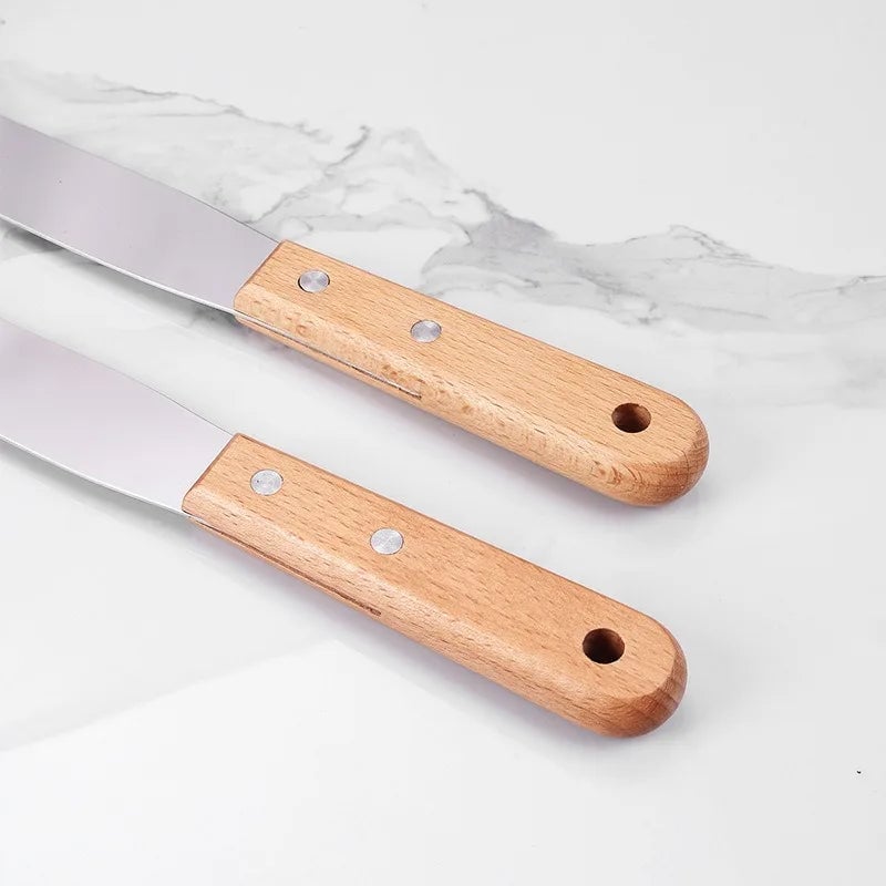 Stainless Steel Spatula with Wooden Handle - Teppanyaki Scraper