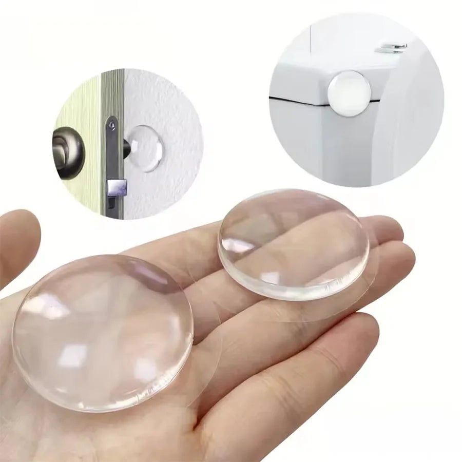 Clear Rubber Door Knob Wall Shield - Self-Adhesive Door Stopper Pad