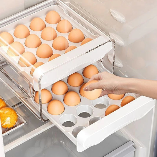 2-Layer Drawer Egg Storage Box - Large Capacity Refrigerator Organizer