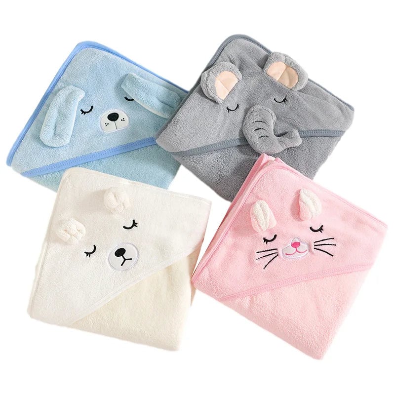 Soft Hooded Baby Bath Towel Cartoon Animal Blanket Swaddle Wrap