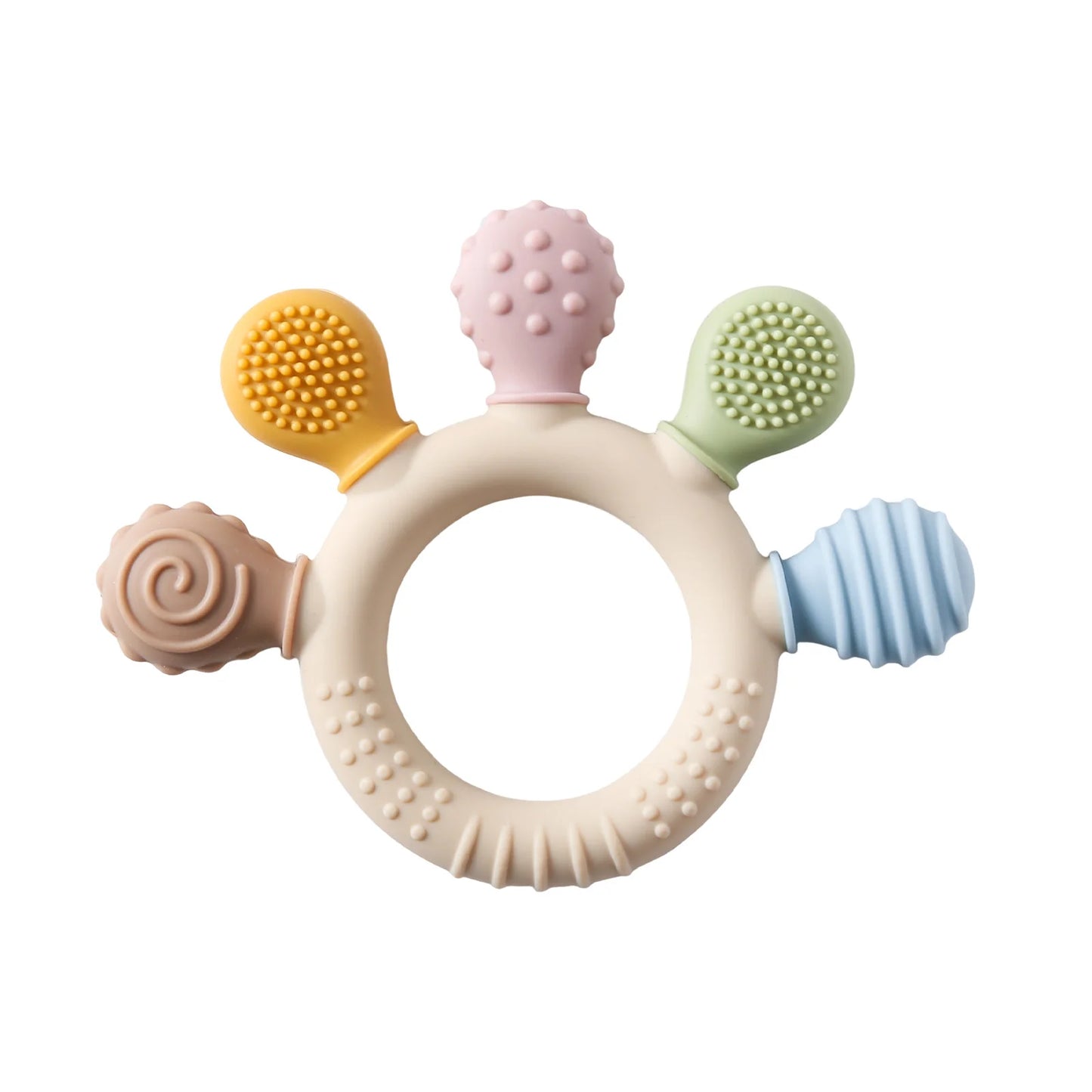 BPA Free Silicone Baby Teether 0-6 Months Wooden Ring Crab Toy