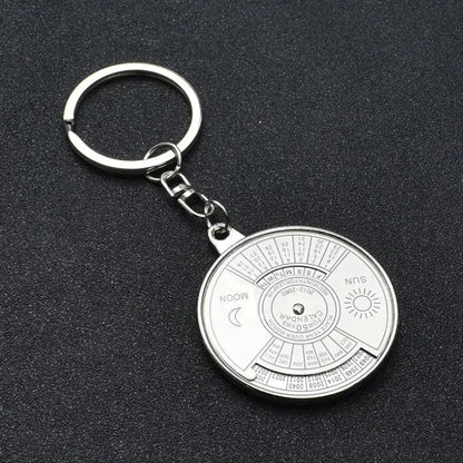 50-Year Perpetual Calendar Keychain - Silver Metal Alloy Multifunctional