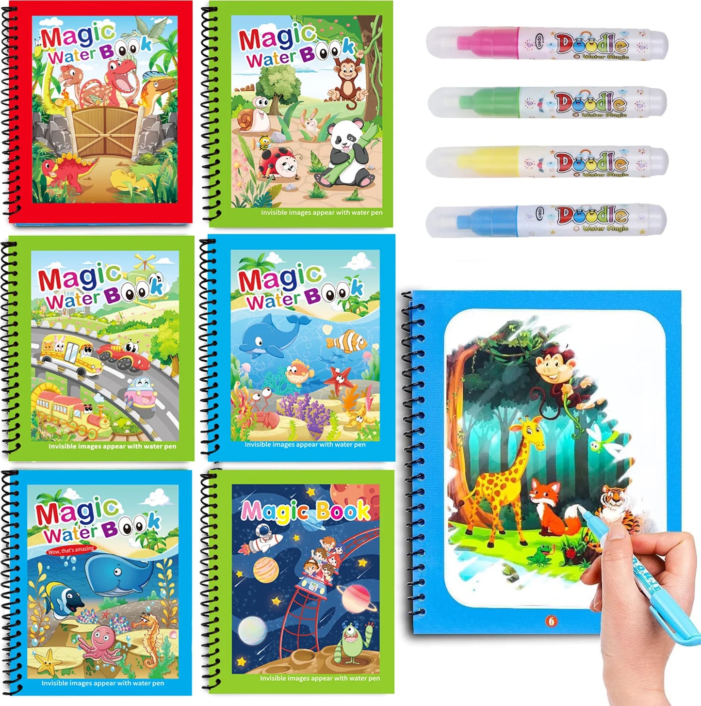 Magic Water Drawing Book Reusable Mess-Free Paint Pad Refillable Pen