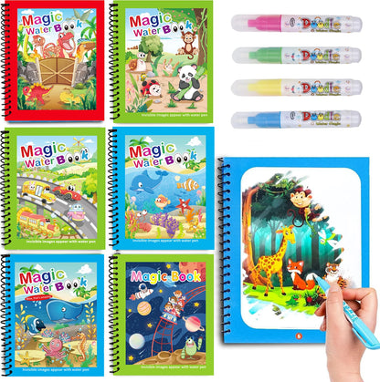 Magic Water Drawing Book Reusable Mess-Free Paint Pad Refillable Pen