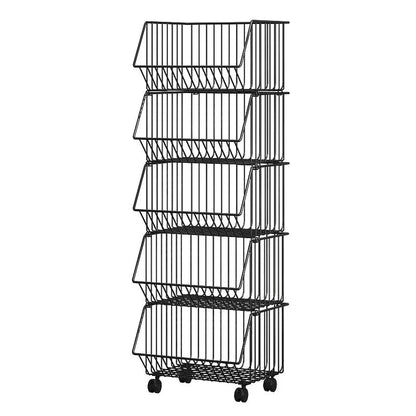 Multi-Layer Rotating Storage Basket - Movable Kitchen Vegetable Rack