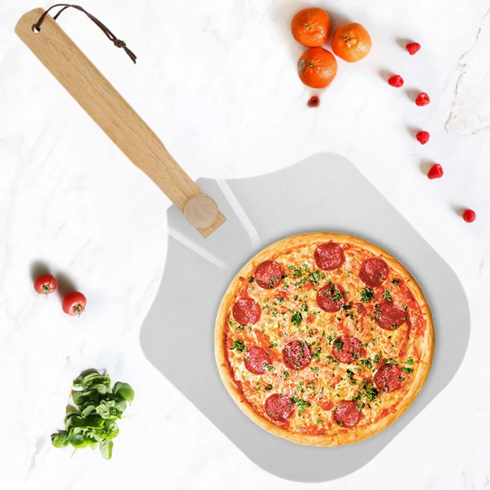 Foldable Pizza Spatula Metal Strip Wooden Handle Nonstick Tool