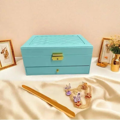 Large Capacity PU Leather Jewelry Box Multi-Compartment Storage Case
