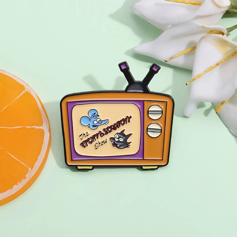 Cartoon Television Enamel Pin Brooch - Retro TV Badge Lapel Pin
