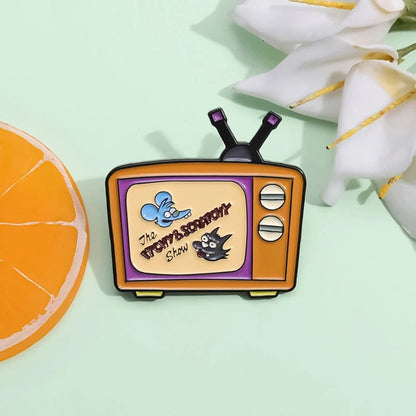 Cartoon Television Enamel Pin Brooch - Retro TV Badge Lapel Pin