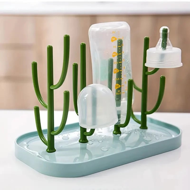 Tree Shaped Baby Bottle Drying Rack with Dust Proof Cover Holder