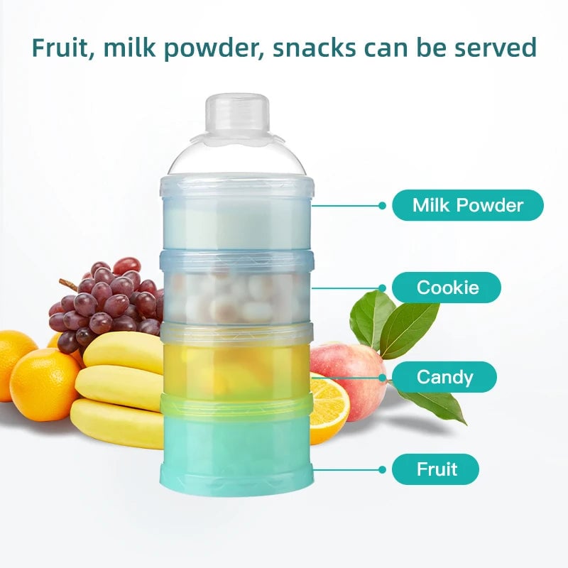 4-Layer Portable Baby Milk Powder Storage Container Food Dispenser