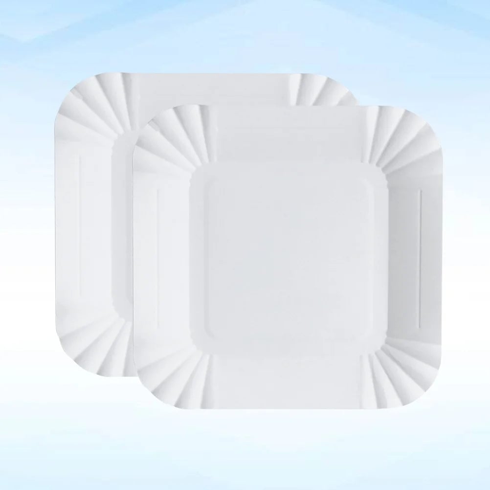 100Pcs Eco Friendly Square Paper Plates Disposable Lightweight