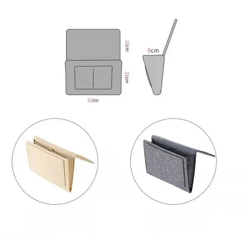 Felt Bedside Storage Caddy - Multi-Pocket Organizer for Remote TV