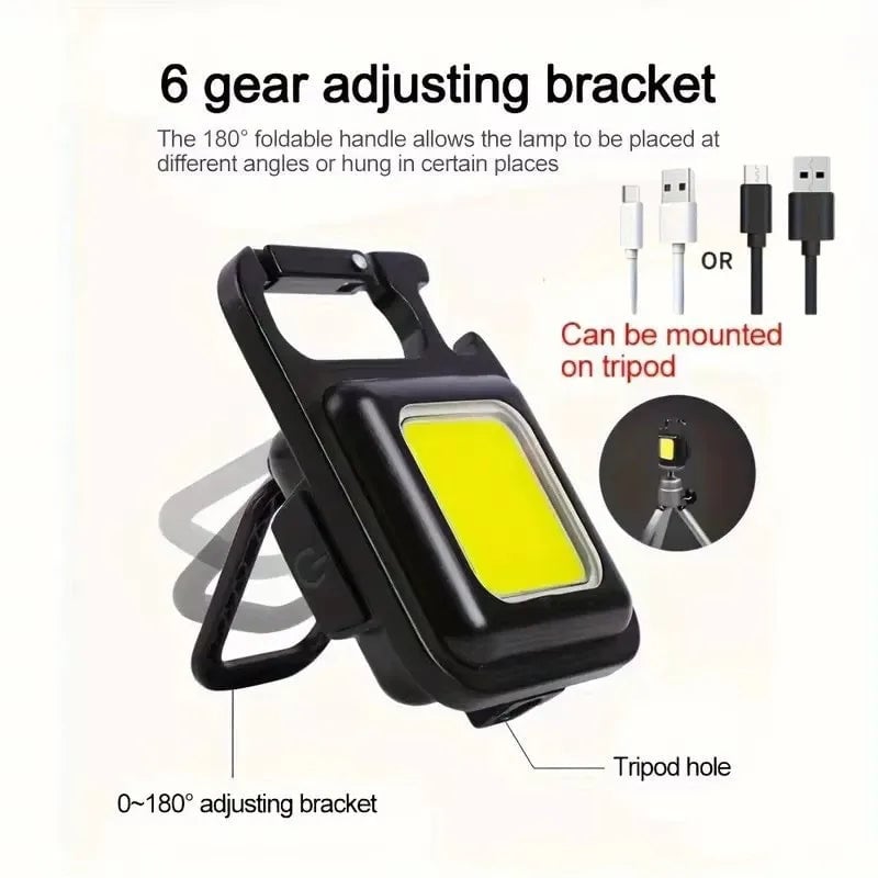 Mini LED COB Keychain Flashlight USB Rechargeable Aluminum Alloy
