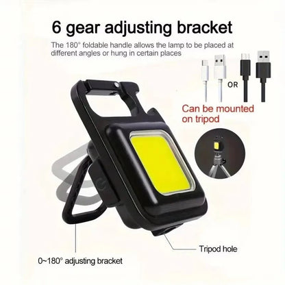 Mini LED COB Keychain Flashlight USB Rechargeable Aluminum Alloy