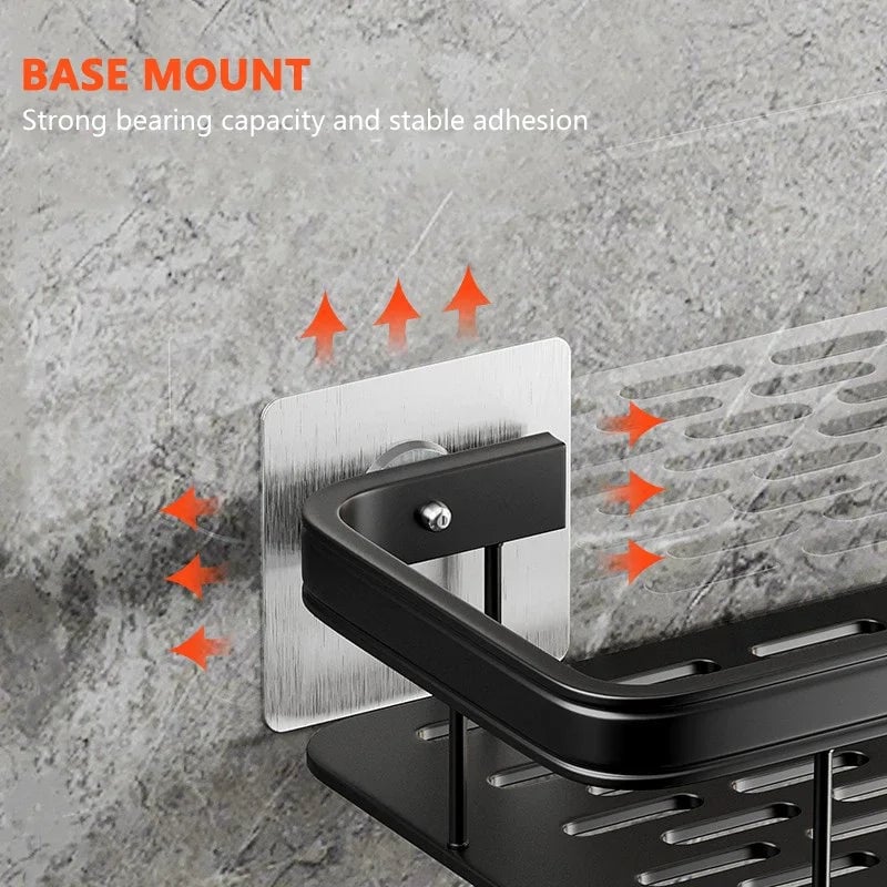 No Drill Corner Bathroom Storage Rack Wall Mount Shower Organizer
