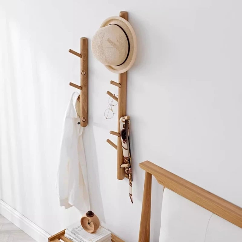 Wooden Branch Tree Design Wall Coat Rack Entryway Organizer Hanger
