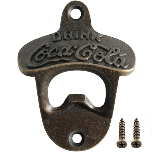 Zinc Alloy Wall Mount Bottle Opener with Screws - Professional Bar Tool