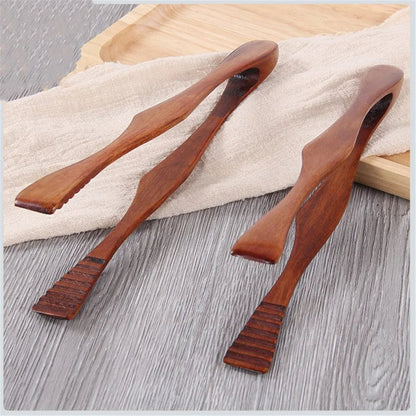 Bamboo Kitchen Tongs - Natural Wood BBQ Food Serving Utensil Tool