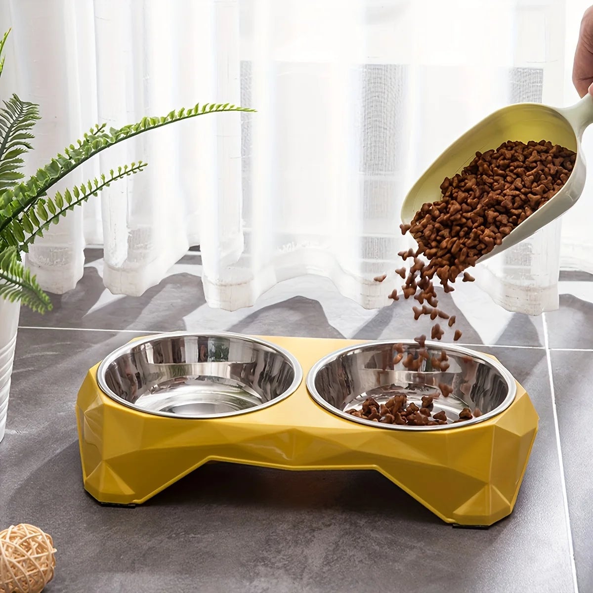 Large Stainless Steel Double Bowl Pet Feeder for Dogs & Cats