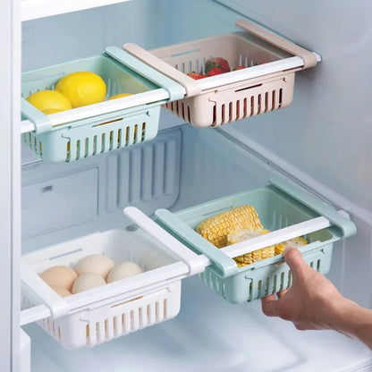 Adjustable Pull-Out Kitchen Fridge Storage Rack Drawer Organizer