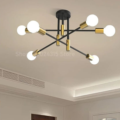 Modern Nordic Branch Ceiling Chandelier E27 Black Gold LED Light
