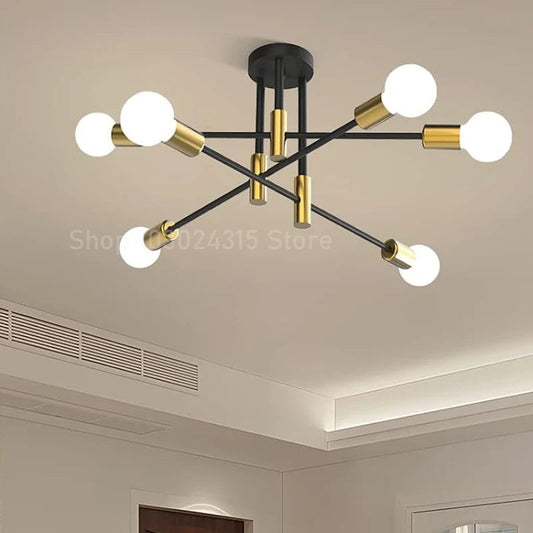 Modern Nordic Branch Ceiling Chandelier E27 Black Gold LED Light