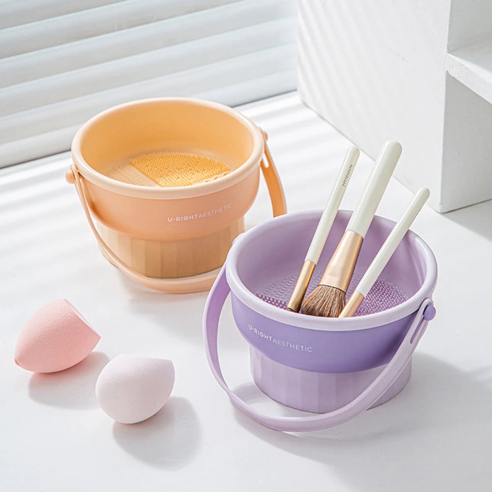 Makeup Brush Cleaning Bucket with Drying Rack & Storage Box Set