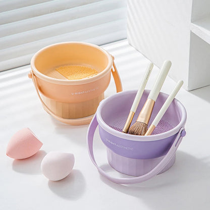 Makeup Brush Cleaning Bucket with Drying Rack & Storage Box Set