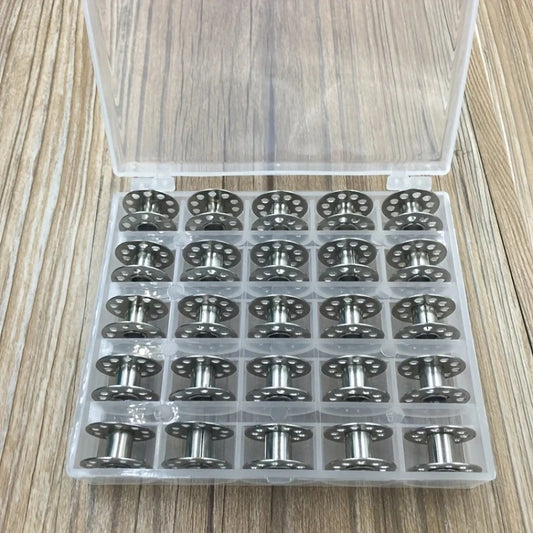 25pc Empty Bobbins Set with Storage Case - Plastic Sewing Machine
