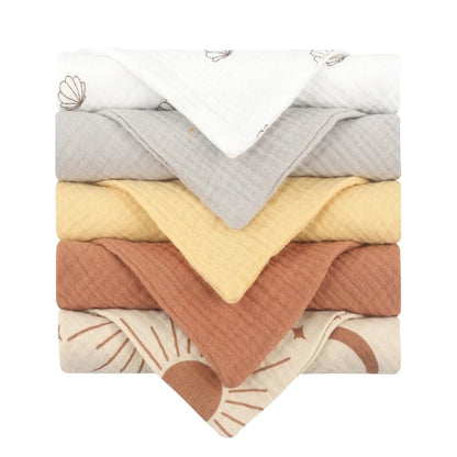 5PCS Soft Cotton Gauze Baby Towels - Absorbent Face Washcloths