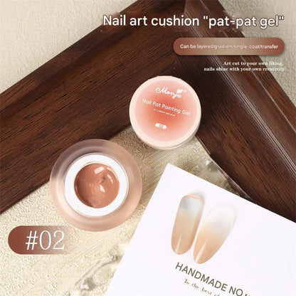 Cushion Patting Gel Polish - Ombre Black White Peach Gradient Nail Art