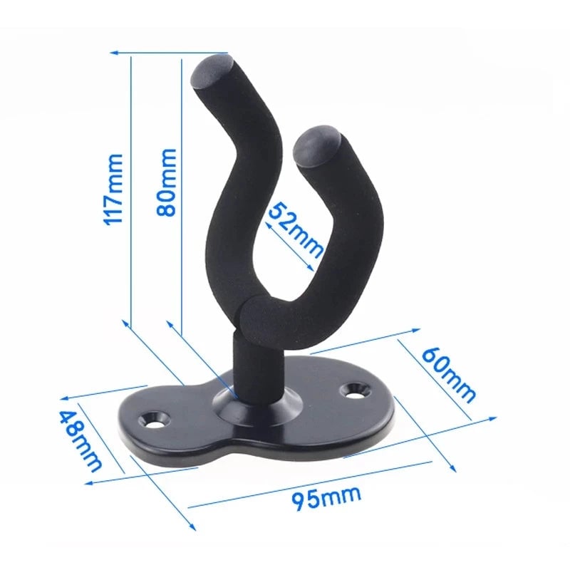Metal Guitar Wall Mount Hook - Non-Slip Holder for Guitar Bass Ukulele
